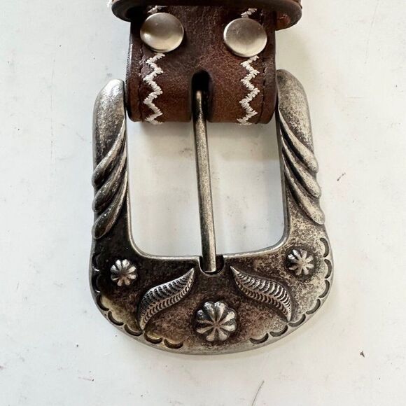 NEW Lane Boots LANDRUM Western Belt M Embroidered Brown Leather Southwest Cowboy - Picture 7 of 11